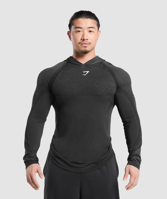 Gymshark Shadow Seamless Hoodie Hoodie Heren Zwart | BVUE34987