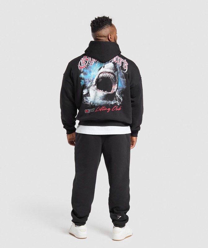 Gymshark Shark Attack Hoodie Hoodie Heren Zwart | AIDG56823