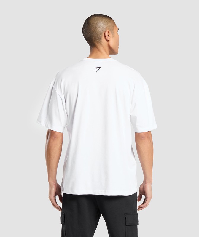 Gymshark Shark Attack OS Tee GFX T-Shirt Heren Wit | KNAU48625