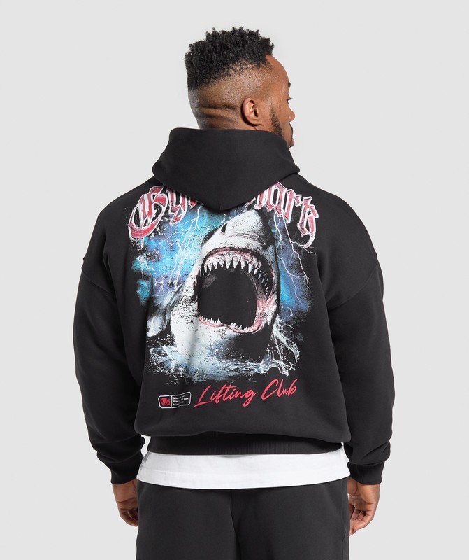 Gymshark Shark Hoodie Hoodie Heren Zwart | DMLC04139
