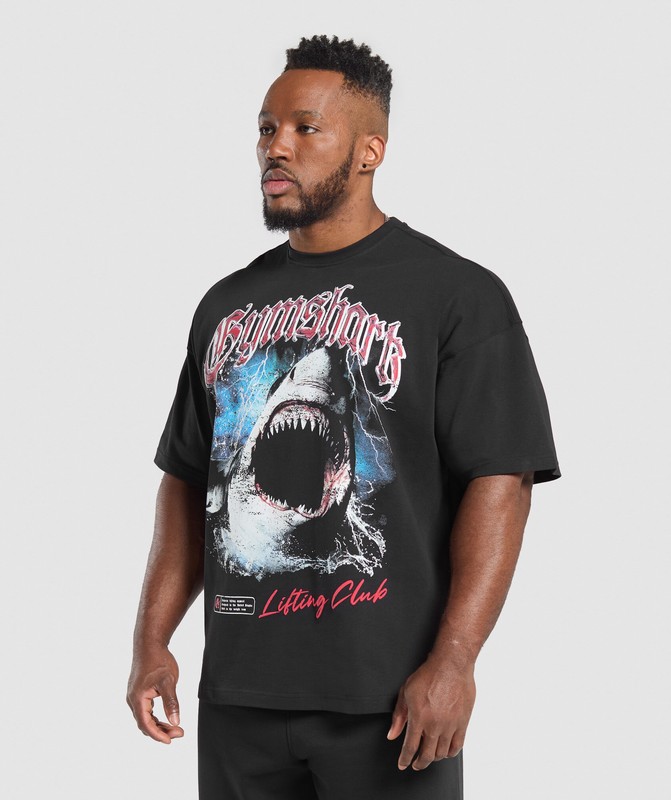 Gymshark Shark T-Shirt T-Shirt Heren Zwart | JURI95046