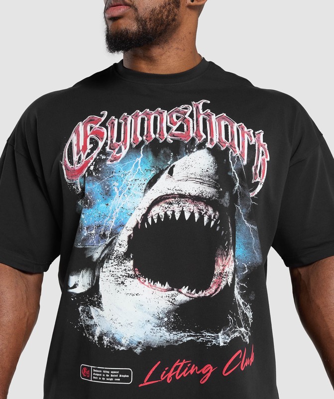 Gymshark Shark T-Shirt T-Shirt Heren Zwart | JURI95046