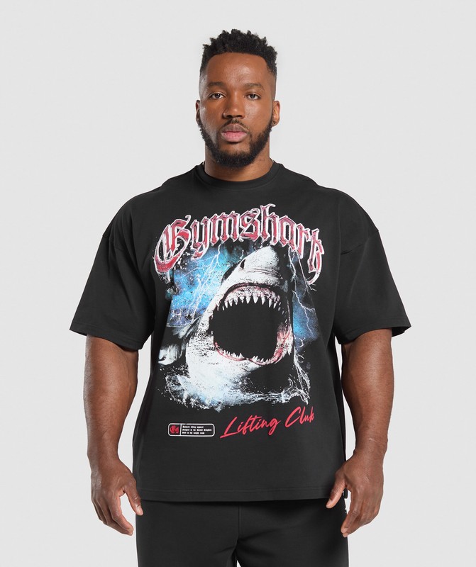 Gymshark Shark T-Shirt T-Shirt Heren Zwart | JURI95046