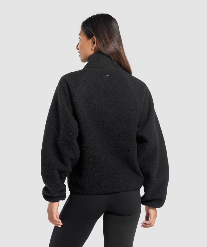 Gymshark Sherpa 1/4 Zip Pullover Dames Zwart | RPSX46310