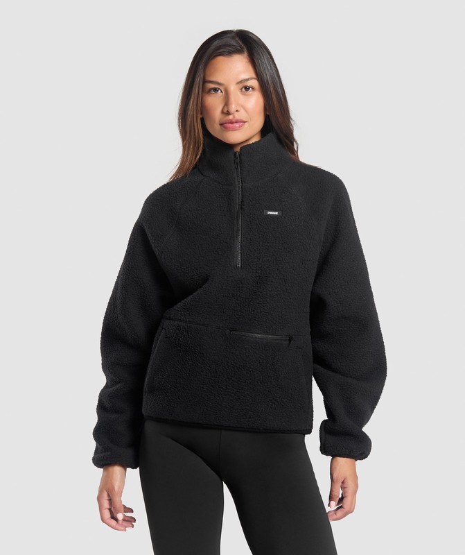 Gymshark Sherpa 1/4 Zip Pullover Dames Zwart | RPSX46310