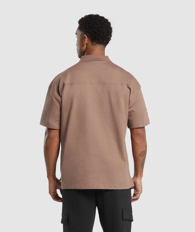 Gymshark Short Sleeve Polo Poloshirt Heren Mocha Mauve | JDYV93842