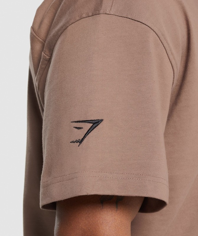 Gymshark Short Sleeve Polo Poloshirt Heren Mocha Mauve | JDYV93842