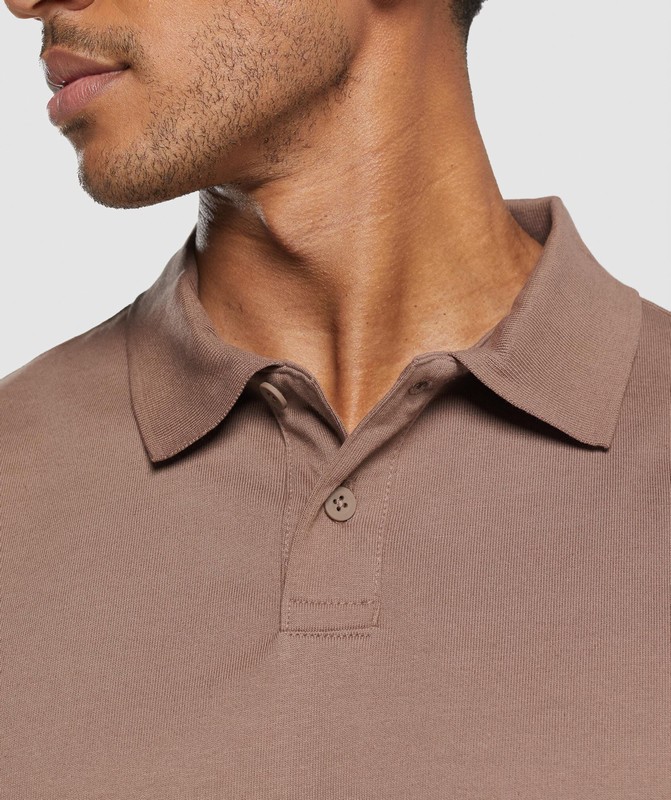 Gymshark Short Sleeve Polo Poloshirt Heren Mocha Mauve | JDYV93842
