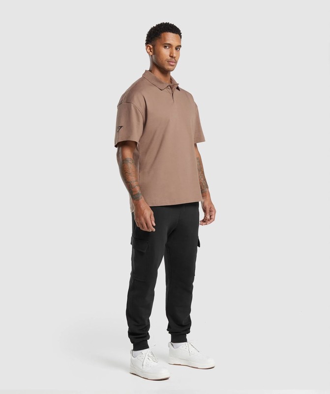 Gymshark Short Sleeve Polo Poloshirt Heren Mocha Mauve | JDYV93842