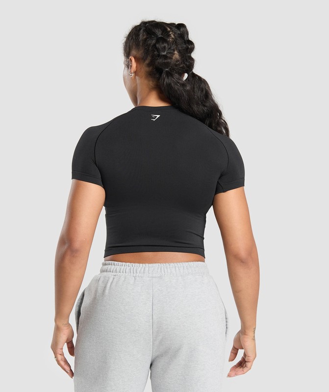 Gymshark Soft Life Baby Tee T-Shirt Dames Zwart | QJIG30187
