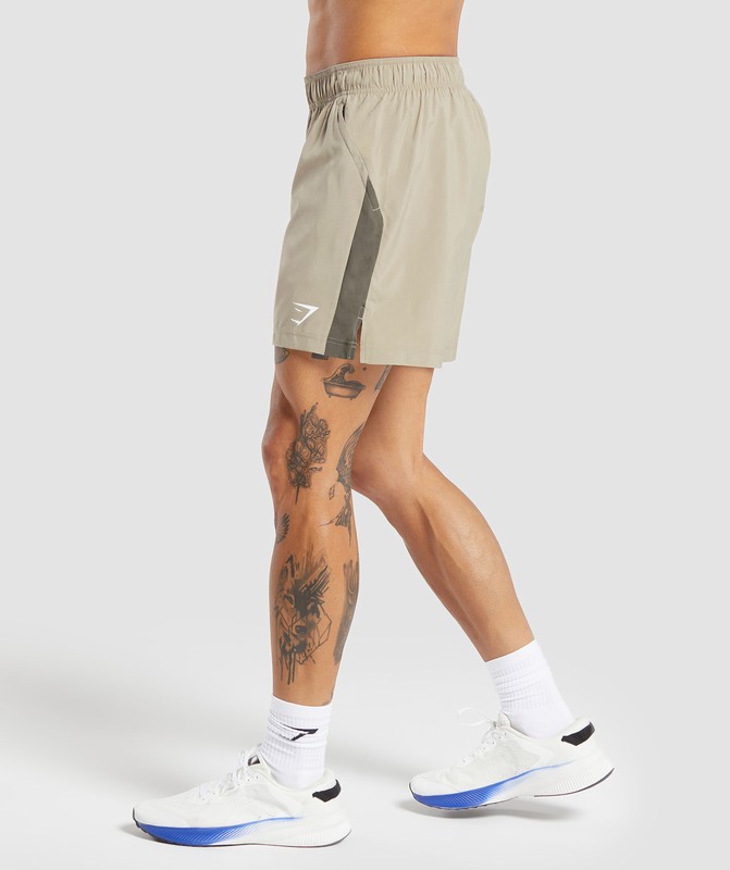 Gymshark Sport 7" Shorts Korte Broek Heren Bruin Camo Bruin | OXRV64953