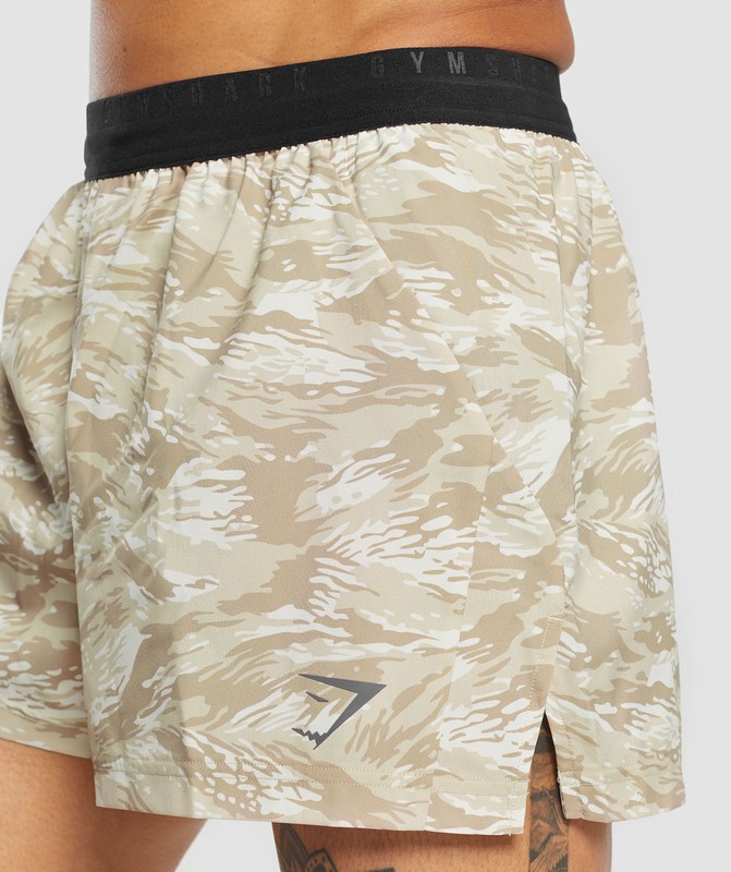 Gymshark Sport Printed Run 3" Shorts Korte Broek Heren Wit | PLIR47865