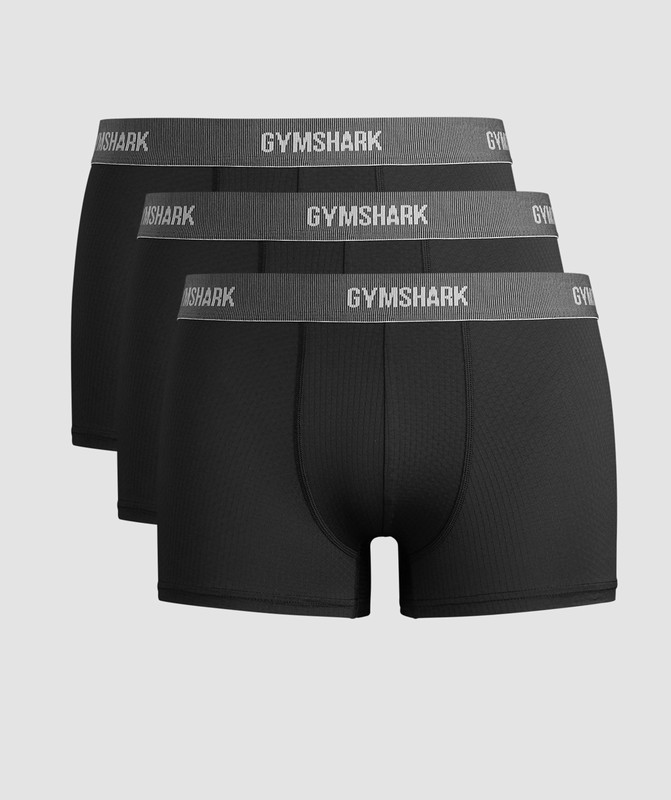 Gymshark Sports Tech Boxer 3Pk Boxer Heren Zwart | UYPX98105
