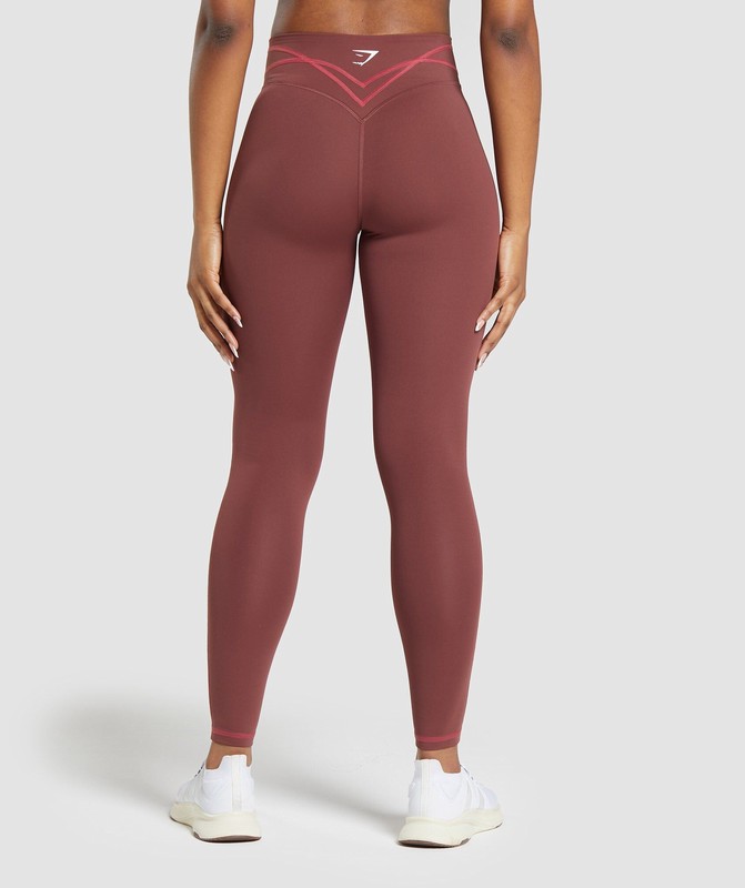 Gymshark Stitch Feature Leggings Leggings Dames Bordeaux Bruin | RHQI62081