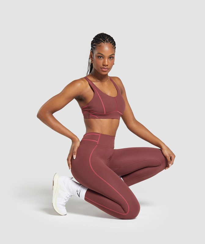 Gymshark Stitch Feature Leggings Leggings Dames Bordeaux Bruin | RHQI62081