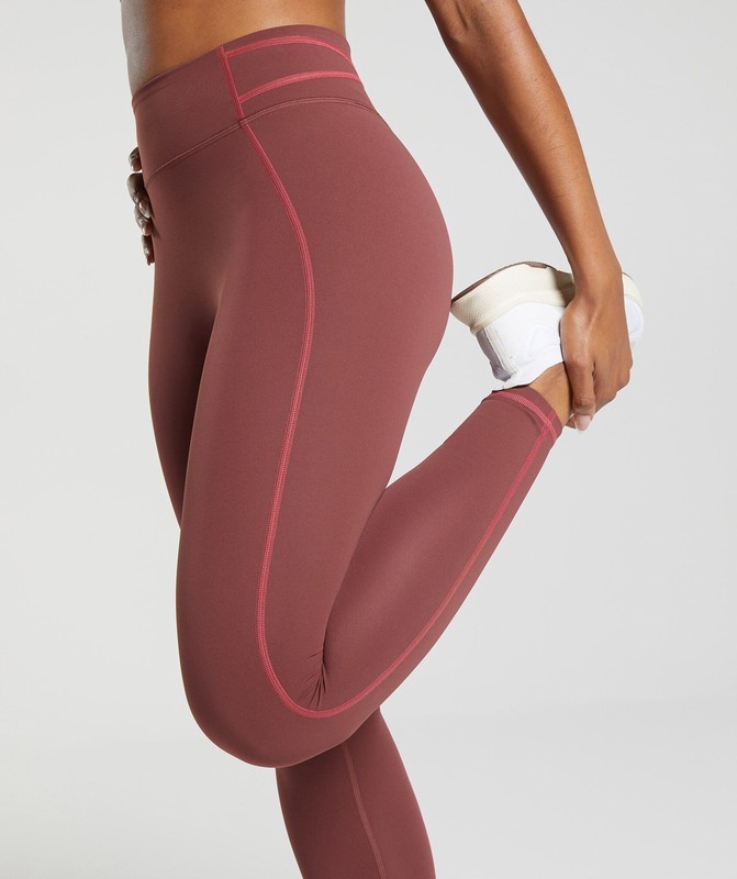 Gymshark Stitch Feature Leggings Leggings Dames Bordeaux Bruin | RHQI62081