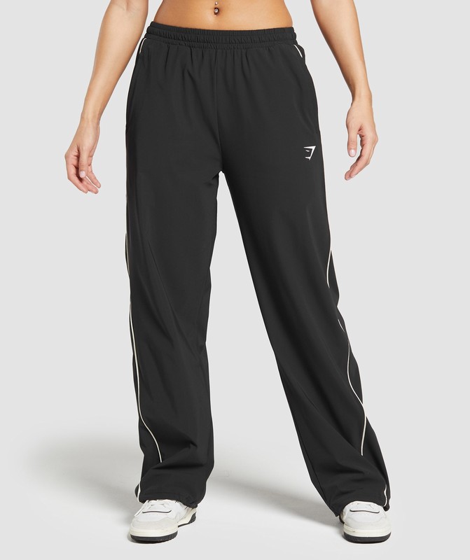 Gymshark Stitch Feature Woven Pants Broek Dames Zwart | KCHG45329
