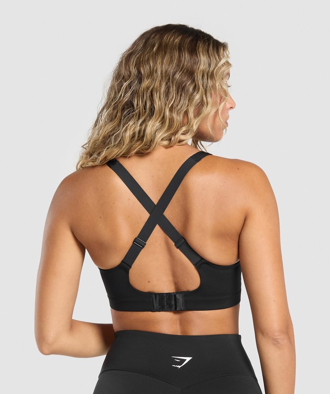 Gymshark Strappy Back Medium Support Sports Bra Sport BH Dames Zwart | YWIE86920