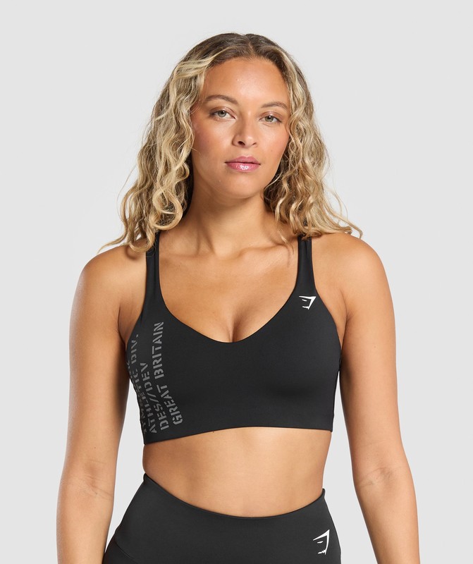 Gymshark Strappy Back Medium Support Sports Bra Sport BH Dames Zwart | YWIE86920