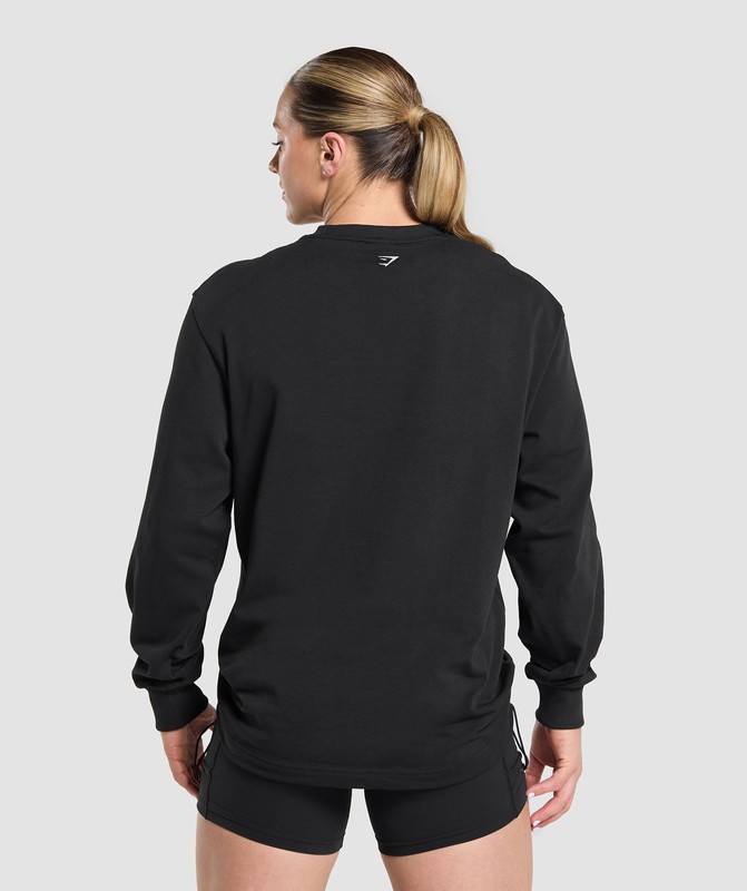 Gymshark Strength Department Animal Long Sleeve T-Shirt T-Shirt Dames Zwart | KBDY26913