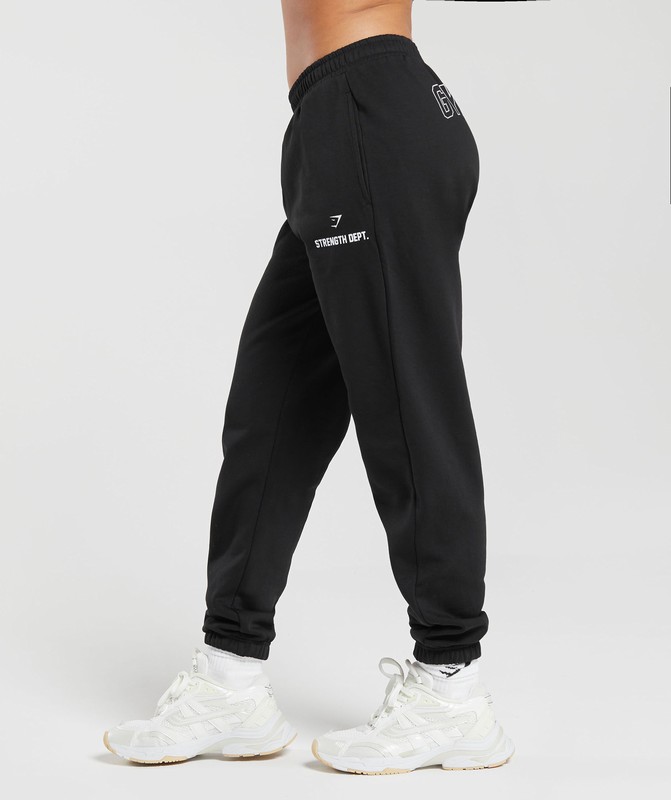 Gymshark Strength Department Graphic Joggers Joggingbroek Dames Zwart | JLTV58694