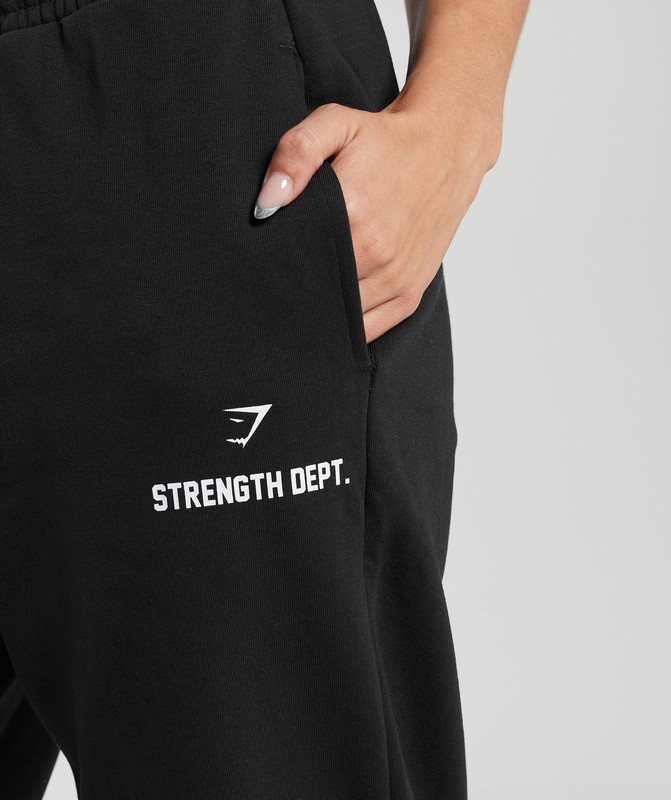 Gymshark Strength Department Graphic Joggers Joggingbroek Dames Zwart | JLTV58694