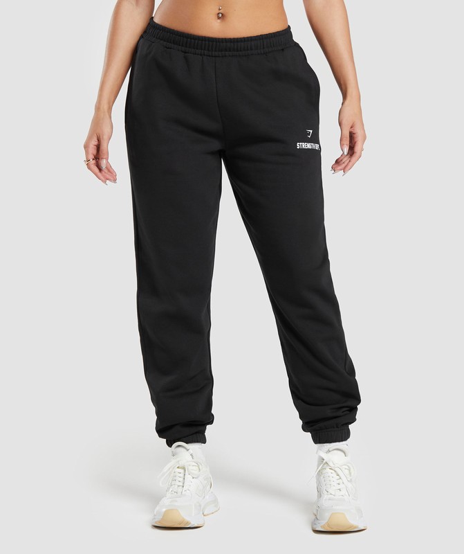 Gymshark Strength Department Graphic Joggers Joggingbroek Dames Zwart | JLTV58694