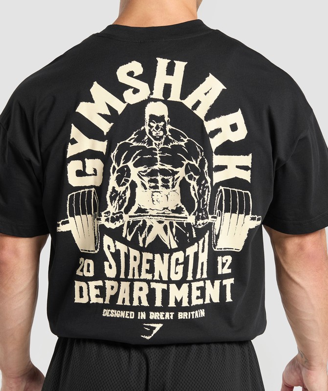 Gymshark Strength Department Graphic T-Shirt T-Shirt Heren Zwart | FKZG23548