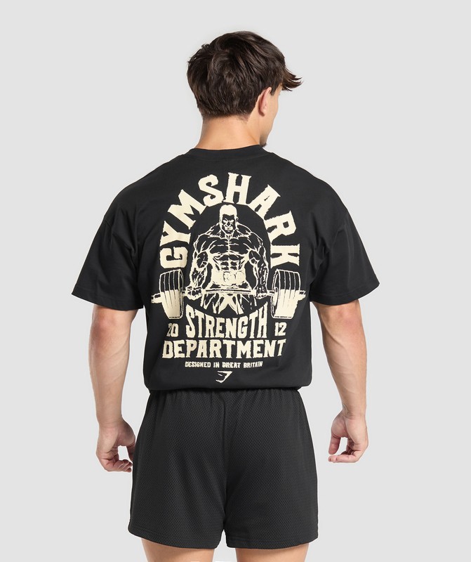 Gymshark Strength Department Graphic T-Shirt T-Shirt Heren Zwart | FKZG23548