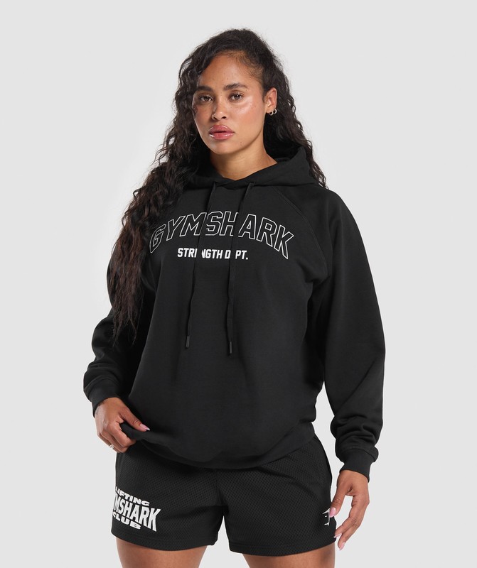 Gymshark Strength Department Oversized Hoodie Hoodie Dames Zwart | AJMQ74385