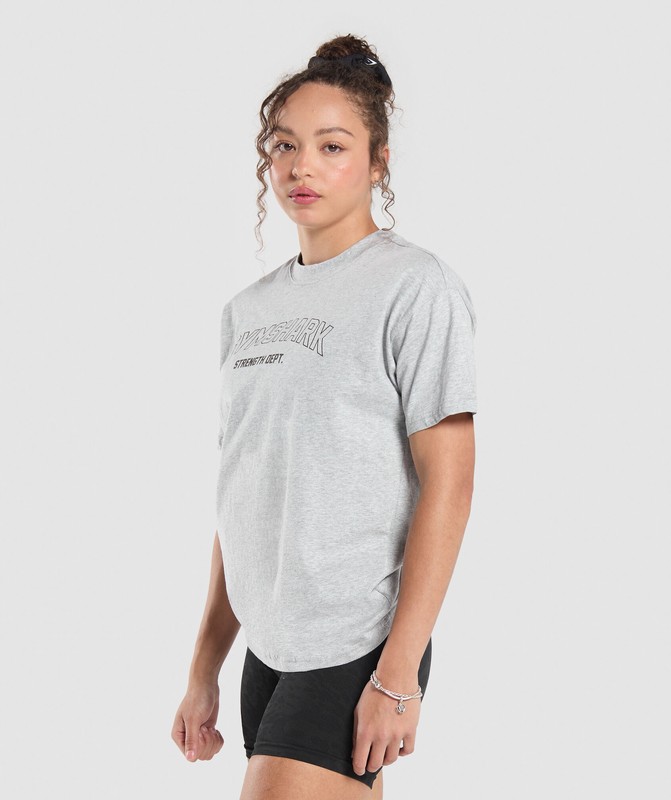 Gymshark Strength Department Oversized T-Shirt T-Shirt Dames Lichtgrijs | BNPI98345
