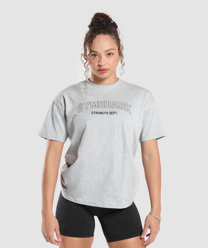 Gymshark Strength Department Oversized T-Shirt T-Shirt Dames Lichtgrijs | BNPI98345
