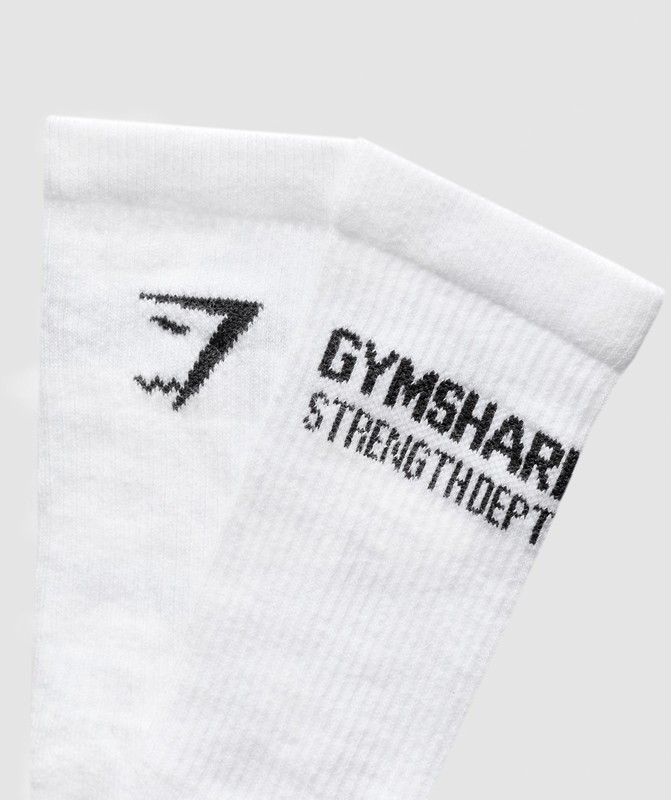 Gymshark Strength Dept. Graphic Crew Socks Sokken Dames Wit | NSKI31547