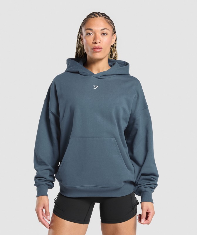 Gymshark Strength In Numbers Hoodie Hoodie Dames Blauw | KRVG34517