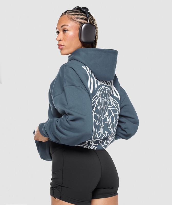 Gymshark Strength In Numbers Hoodie Hoodie Dames Blauw | KRVG34517