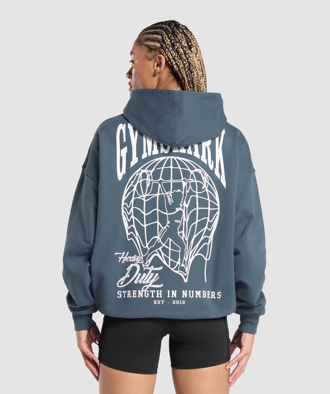 Gymshark Strength In Numbers Hoodie Hoodie Dames Blauw | KRVG34517