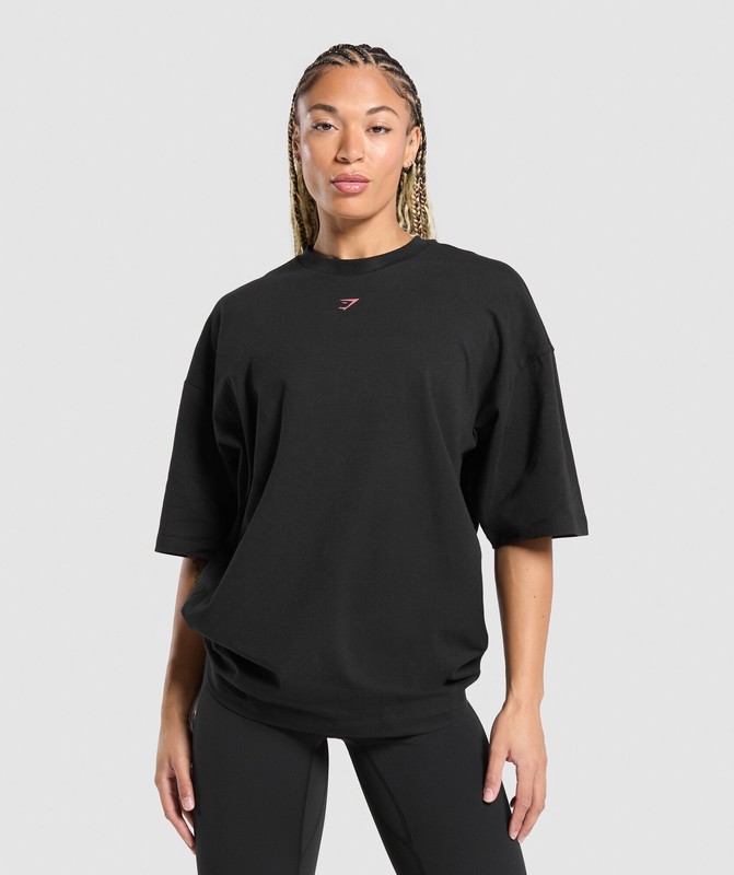 Gymshark Strength In Numbers Oversized T-Shirt T-Shirt Dames Zwart | JXCF37846