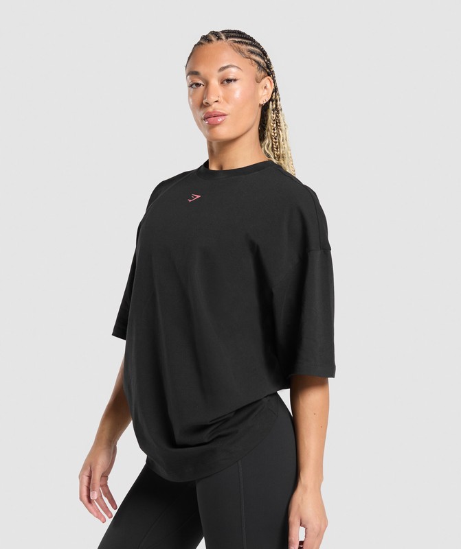 Gymshark Strength In Numbers Oversized T-Shirt T-Shirt Dames Zwart | JXCF37846
