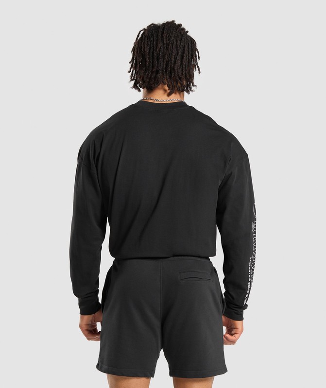 Gymshark Strength and Conditioning Long Sleeve T-Shirt T-Shirt Heren Zwart | EORS82514