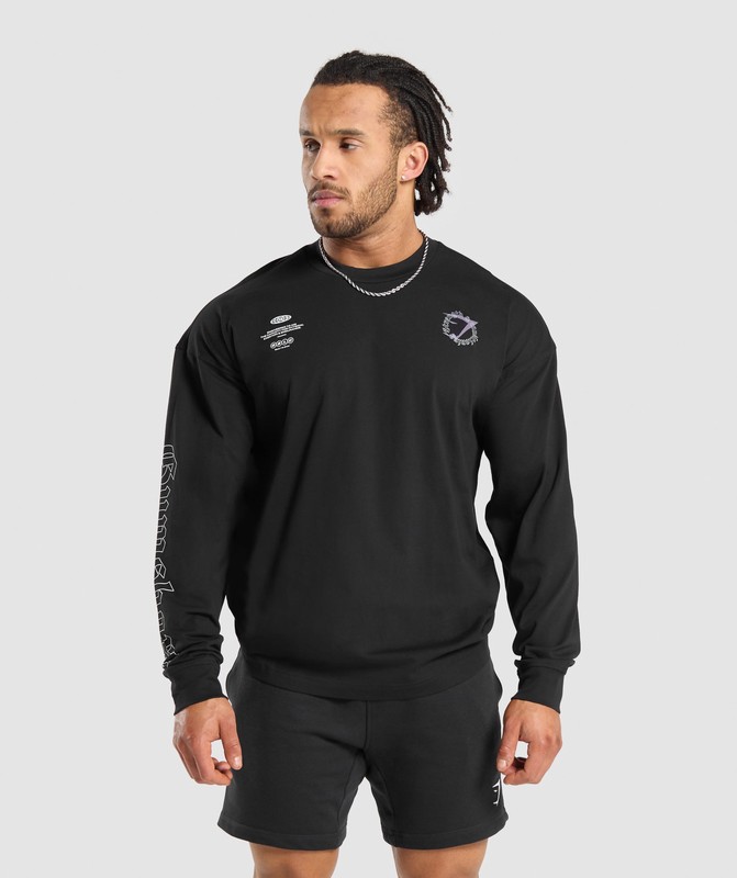 Gymshark Strength and Conditioning Long Sleeve T-Shirt T-Shirt Heren Zwart | EORS82514
