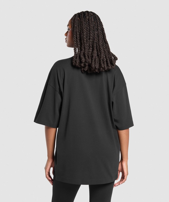 Gymshark Strength and Conditioning Oversized Graphic T-Shirt T-Shirt Dames Zwart | IXDU40215