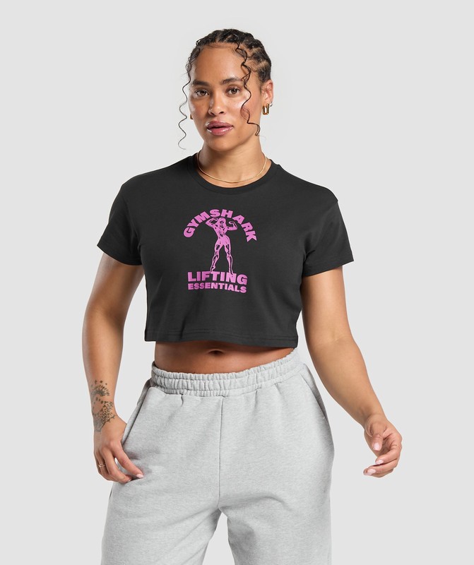 Gymshark Strong Women Crop Top Crop Top Dames Zwart | DNQO64813