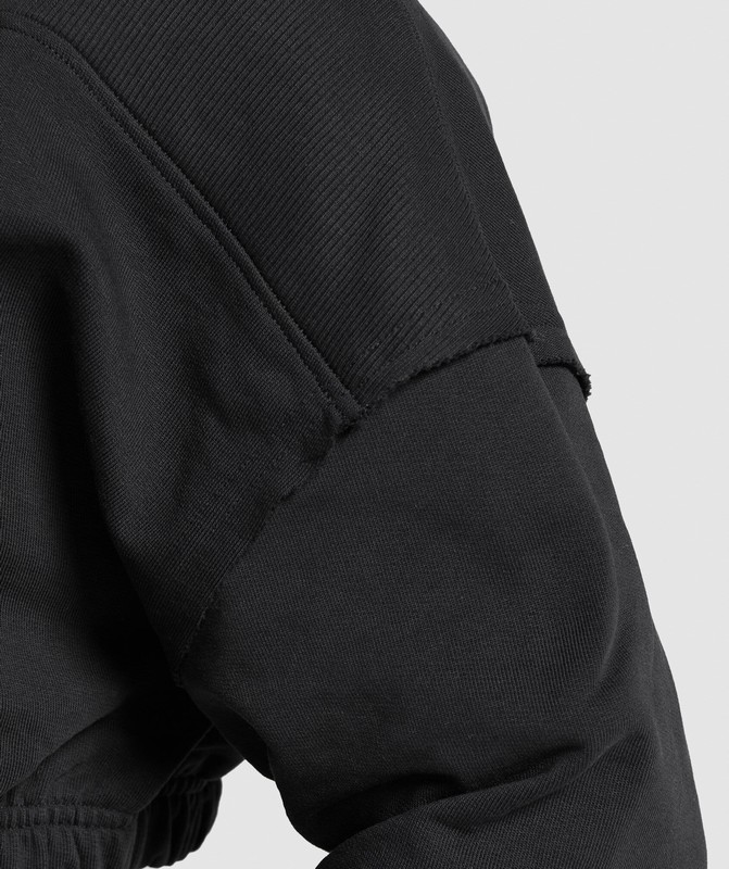 Gymshark Superset Crop Zip Hoodie Hoodie Dames Zwart | LCFG16784