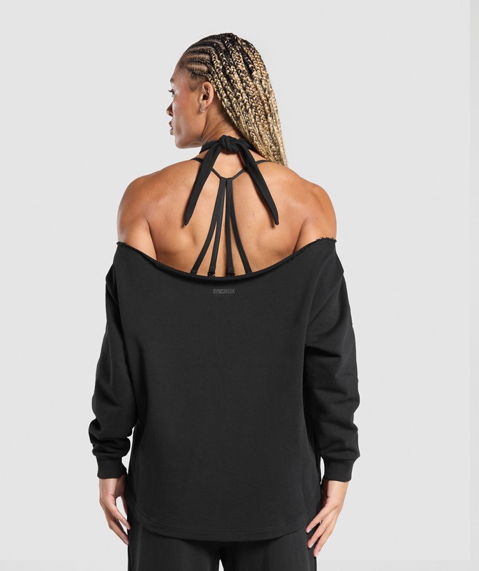 Gymshark Superset Longline Sweatshirt Sweatshirts Dames Zwart | MLQE18945