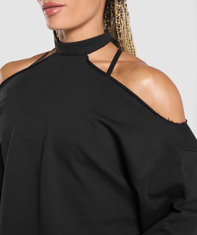 Gymshark Superset Longline Sweatshirt Sweatshirts Dames Zwart | MLQE18945