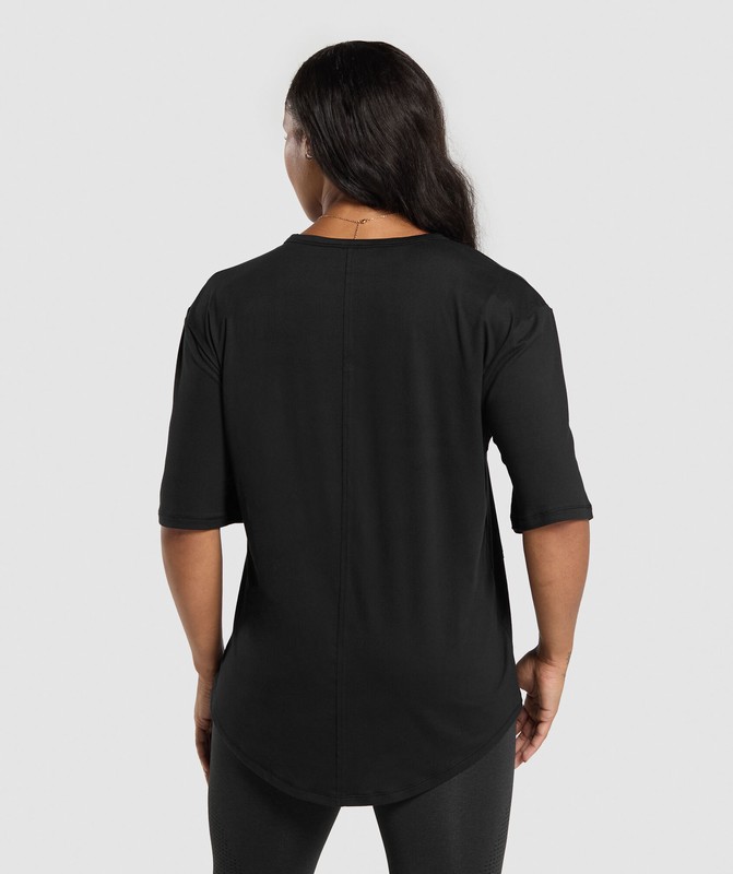 Gymshark Superset Oversized T-Shirt T-Shirt Dames Zwart | SUNA96230