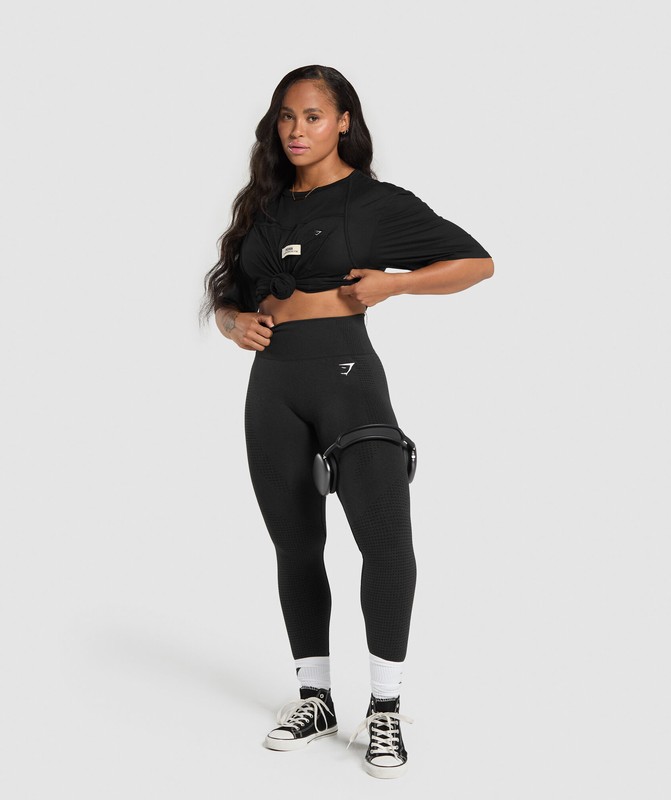 Gymshark Superset Oversized T-Shirt T-Shirt Dames Zwart | SUNA96230