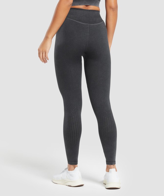 Gymshark Sweat Seamless Washed Leggings Leggings Dames Zwart | YBXI23906