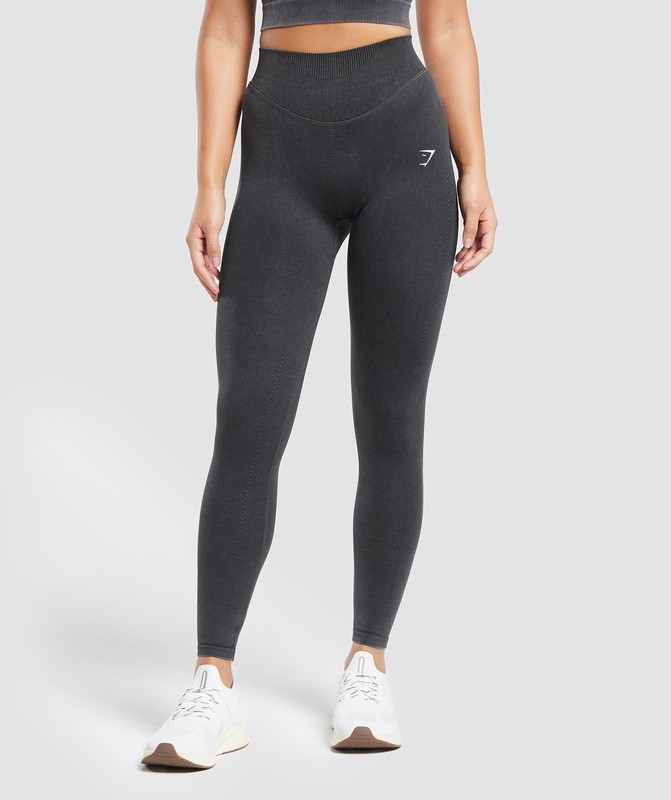 Gymshark Sweat Seamless Washed Leggings Leggings Dames Zwart | YBXI23906