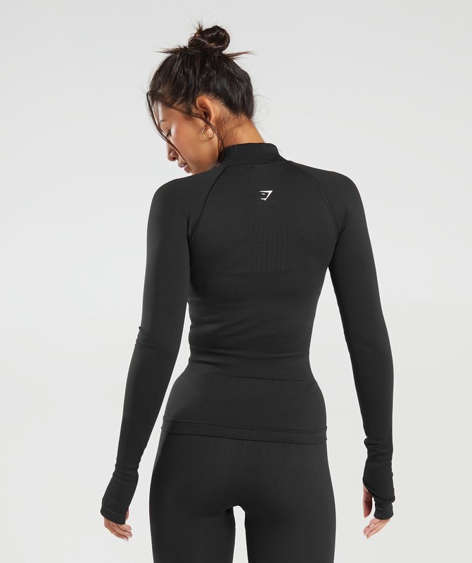 Gymshark Sweat Seamless Zip Up Jacket Jas Dames Zwart | ZCXU64158